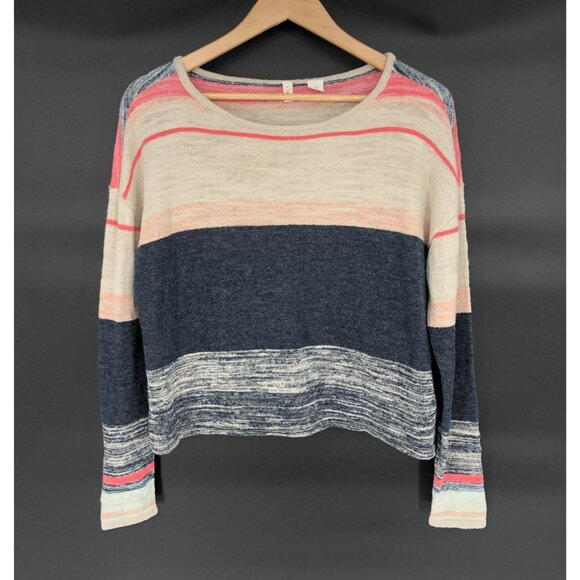 Moth Anthropologie Samedi Pullover Striped Linen Blend Sweater Womens XS/S - Picture 1 of 7